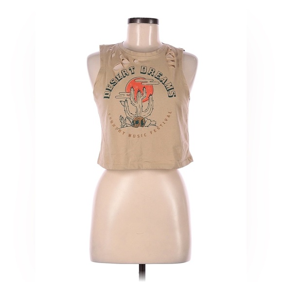 Recycled Threads Tan Distressed Graphic Tee M - Picture 1 of 2
